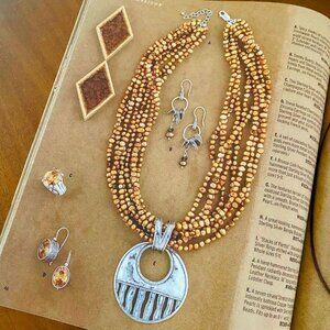 💜 Silpada Copper Freshwater Pearl Necklace and 925 Silver Pendant